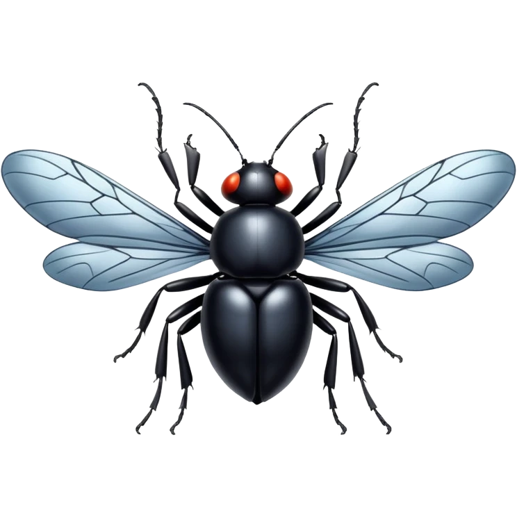 black bug flying emoji