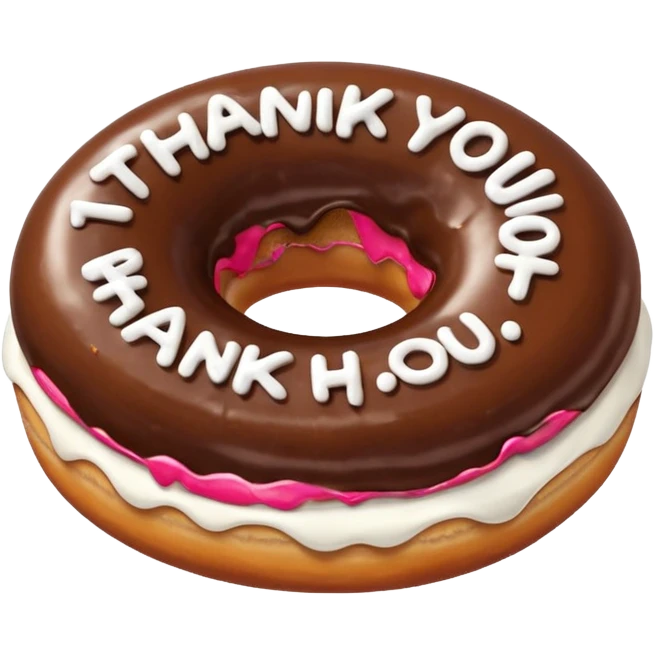 i chocolate donut that says thankyou emoji