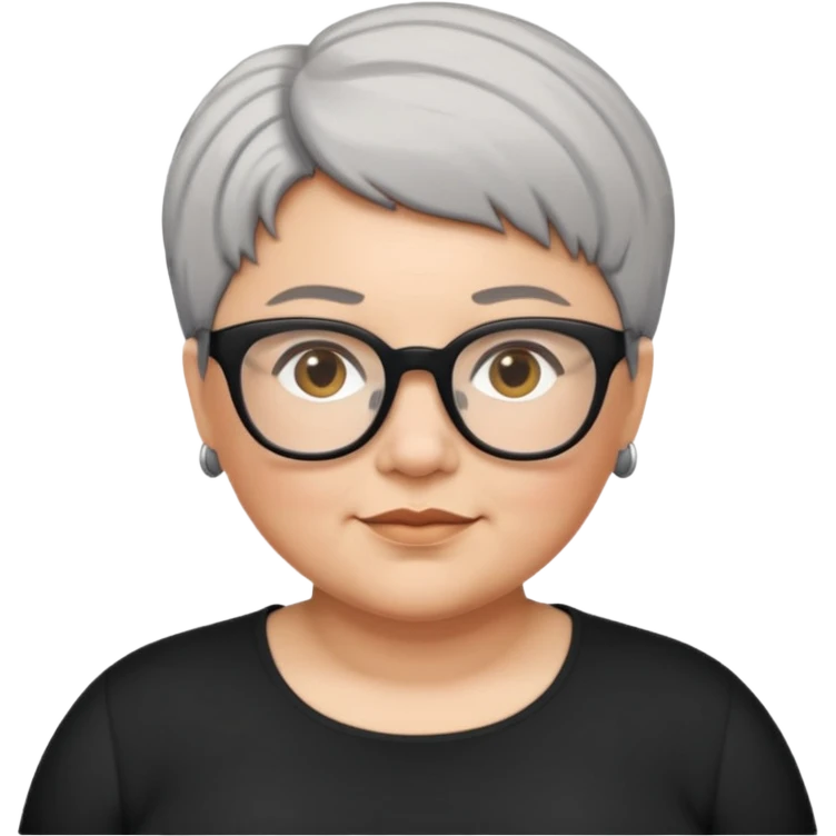Plus size short grey hair black glasses emoji