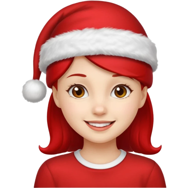 girl with red xmas hat emoji