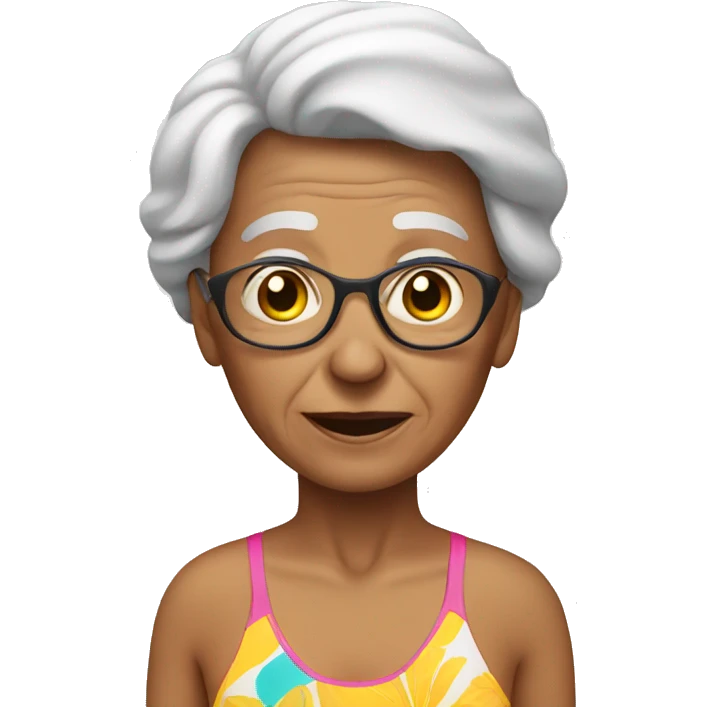 Old woman with a swim suit emoji