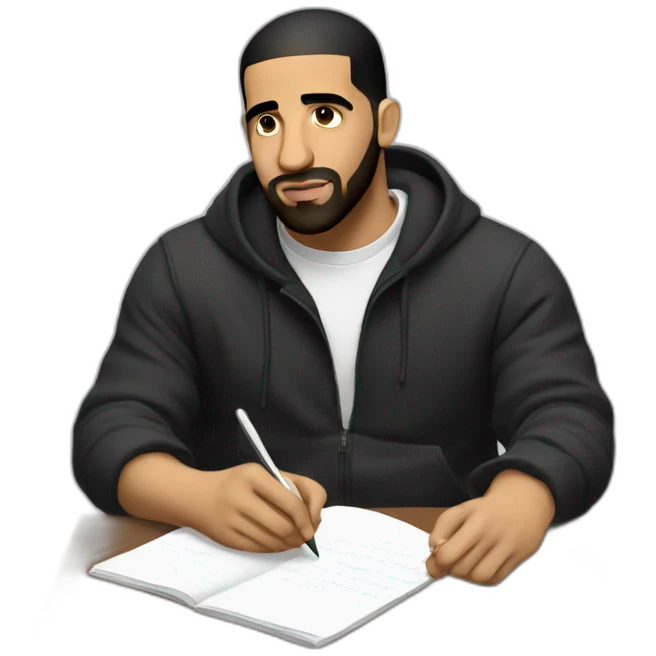 Drake writing sitting down cropped emoji