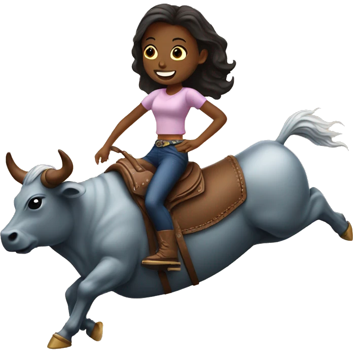 girl riding mechanical bull emoji
