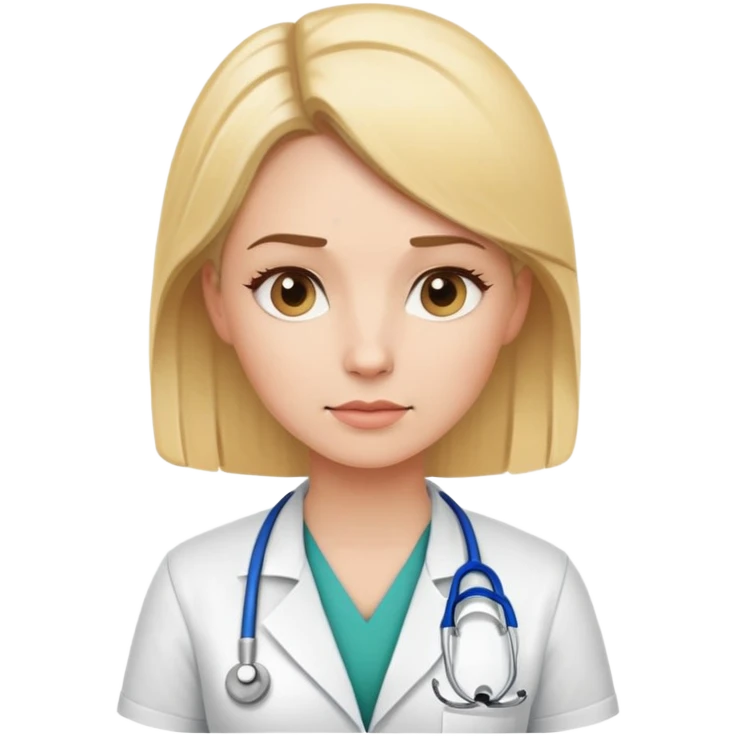blonde female physical therapist with thoughtful expression, wearing professional medical attire emoji