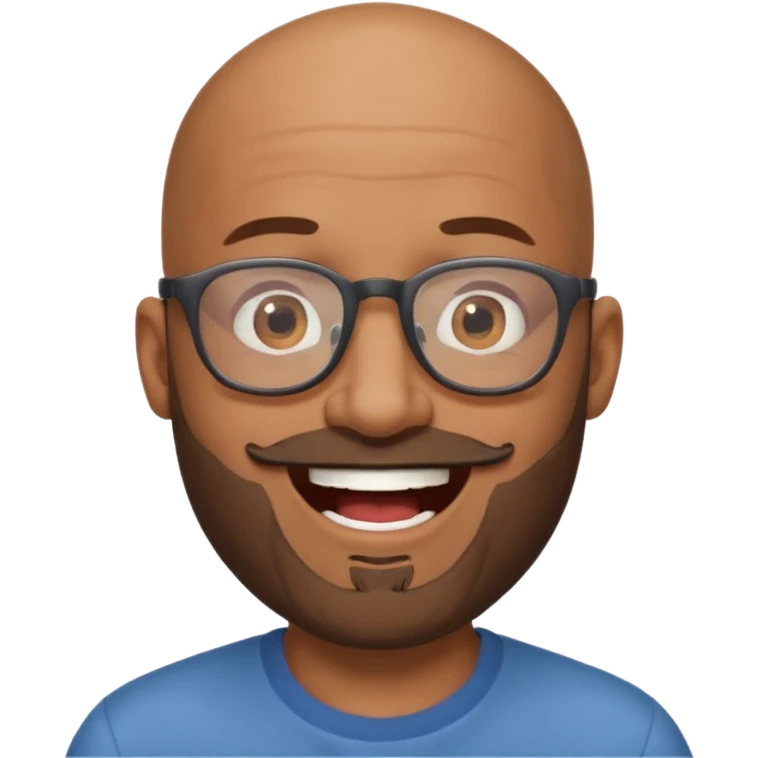 bald headed brown man salt and pepper beard glasses laughing emoji
