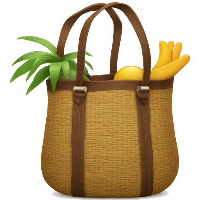 Woven brown beach bag emoji