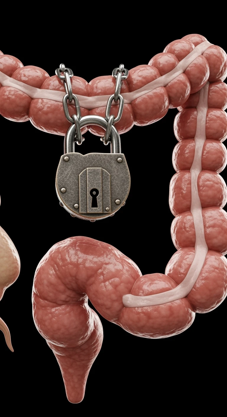 COLON UMANO CON LUCCHETTO DI BLOCCO, IPERREALISTICO 4K emoji