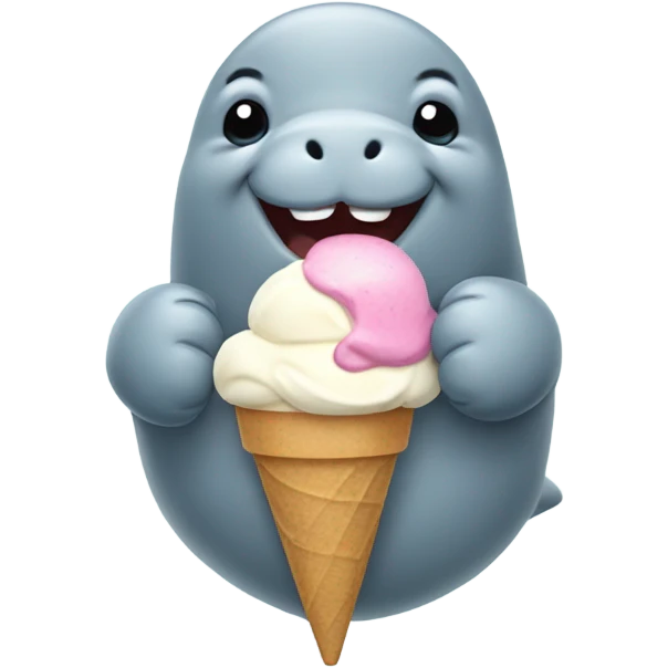 Manatee eating ice cream emoji