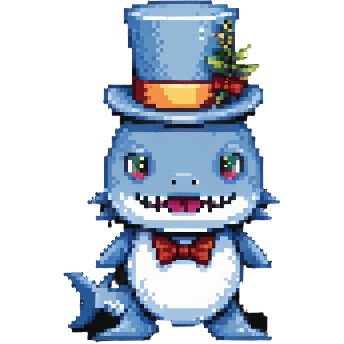 shark with a tophat front view emoji