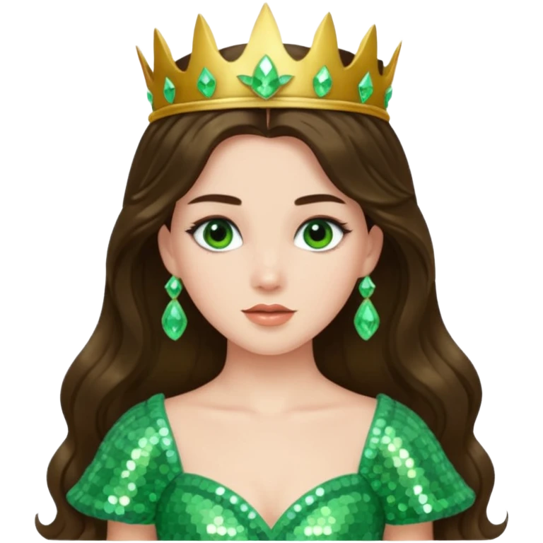 Princess Ozma from Oz with long brunette hair, light green sequin outfit emoji
