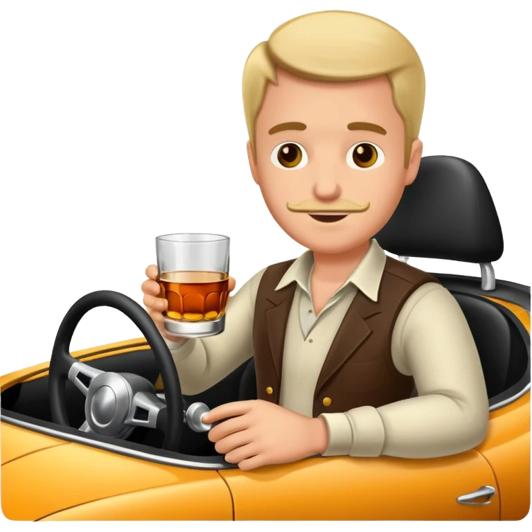 fast car driver drinking whiskey emoji