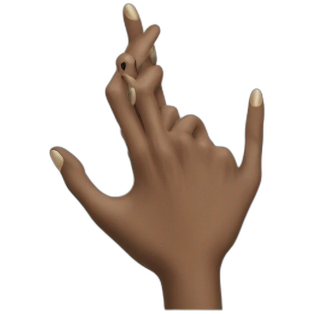 Mano negra con anillo ojo emoji