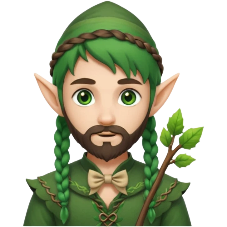 Forest elf with braided beard and bow emoji