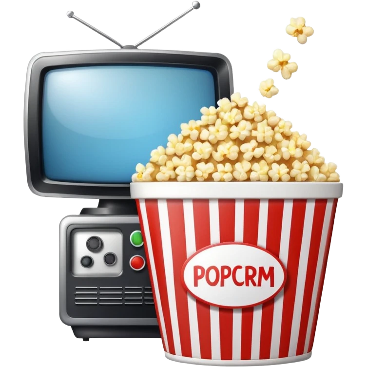 television with a popcorn bucket next to it, high definition, crisp edges emoji
