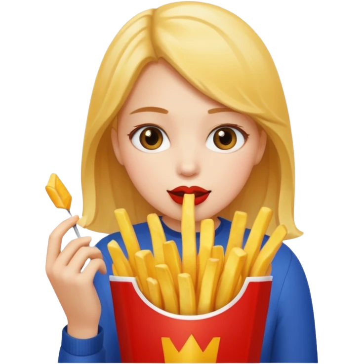 Girl munching fries emoji