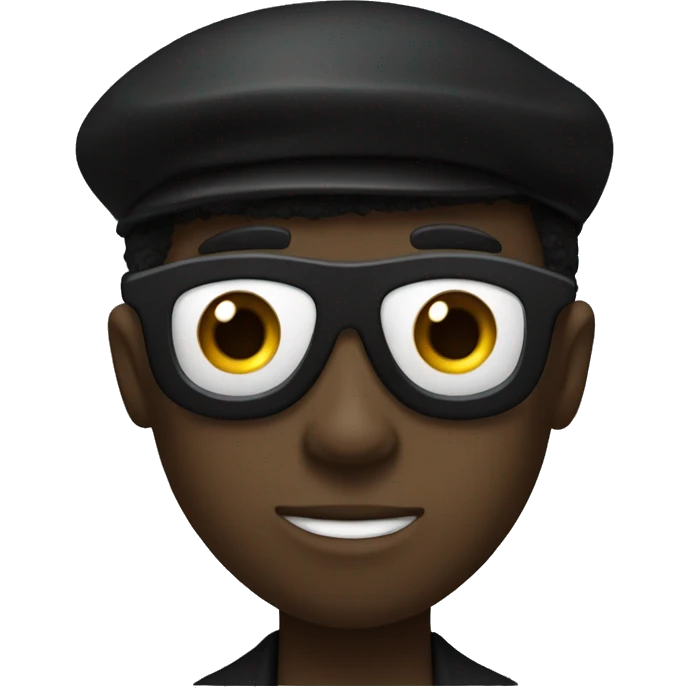 A black boy with a black top hat, a suit and an eyepatch emoji