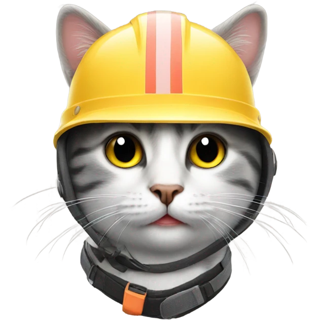Cat wearing the safe hat emoji