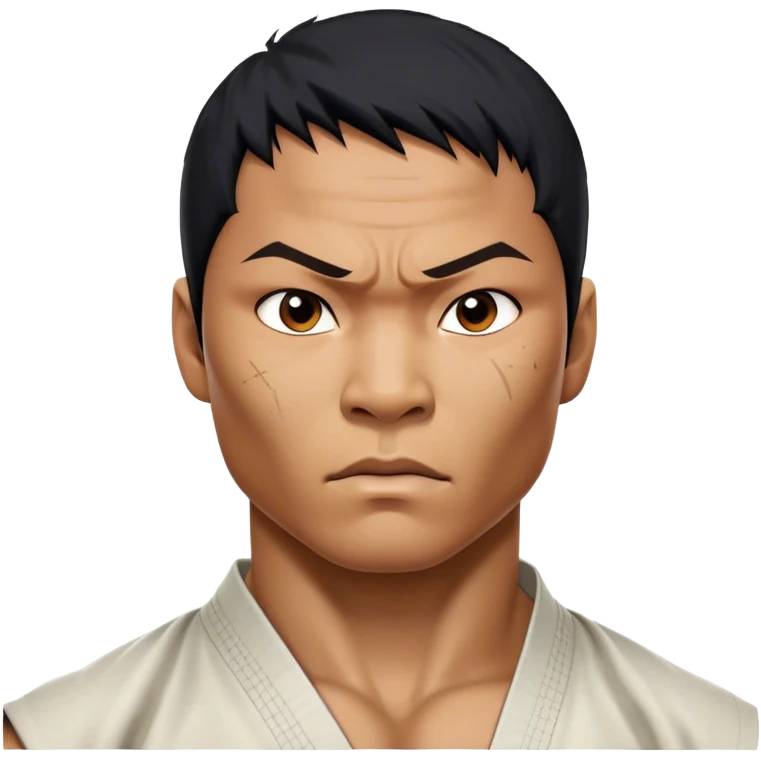 ​Cinematic Realistic Portrait of Tony Jaa, a close-up depiction capturing his intense, determined expression and finely detailed features, rendered with dramatic natural lighting that emphasizes his rugged athleticism and unmistakable martial arts presence, emoji