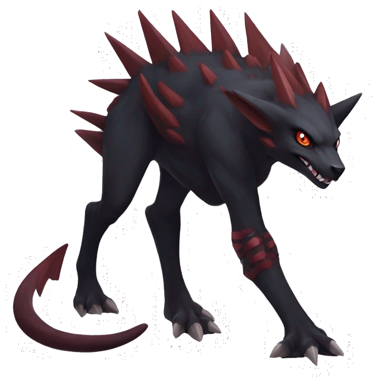 cool edgy black and maroon Dark-type nargacuga Salandite Pokémon full body by LiLaiRa, by Falvie emoji