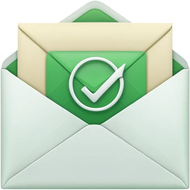 white envelop with a letter and green checked checkbox inside emoji