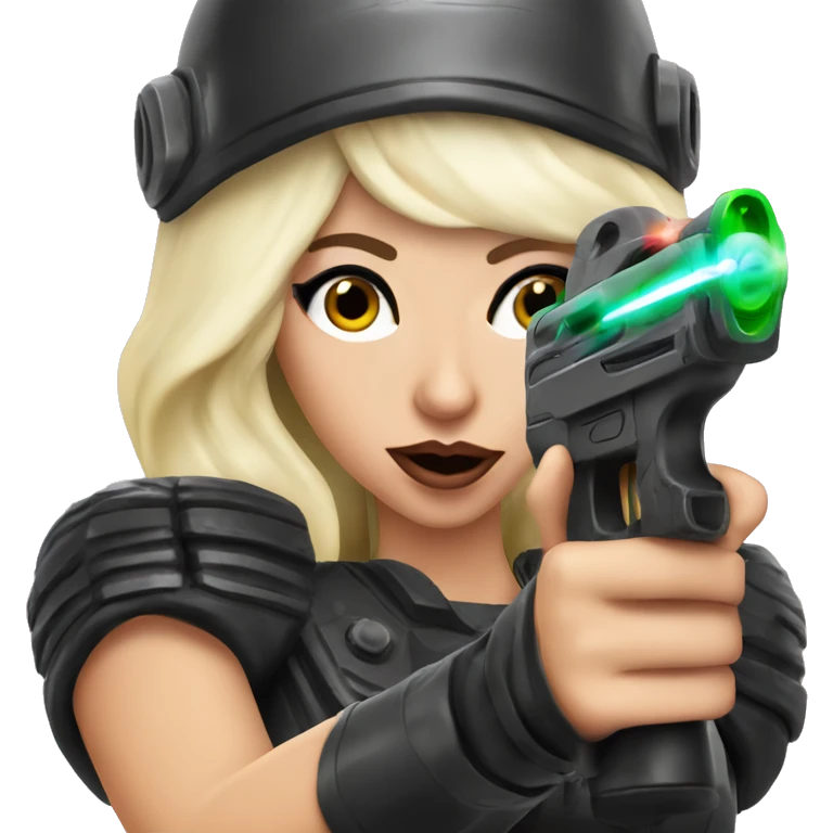 Lady Gaga holding a laser tag gun pointed at the screen emoji