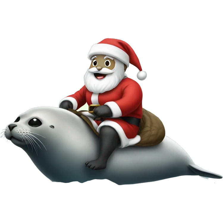 santa riding a seal emoji