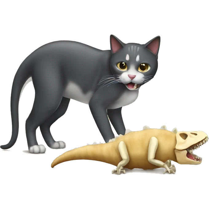Cat eating dinosaur bones emoji
