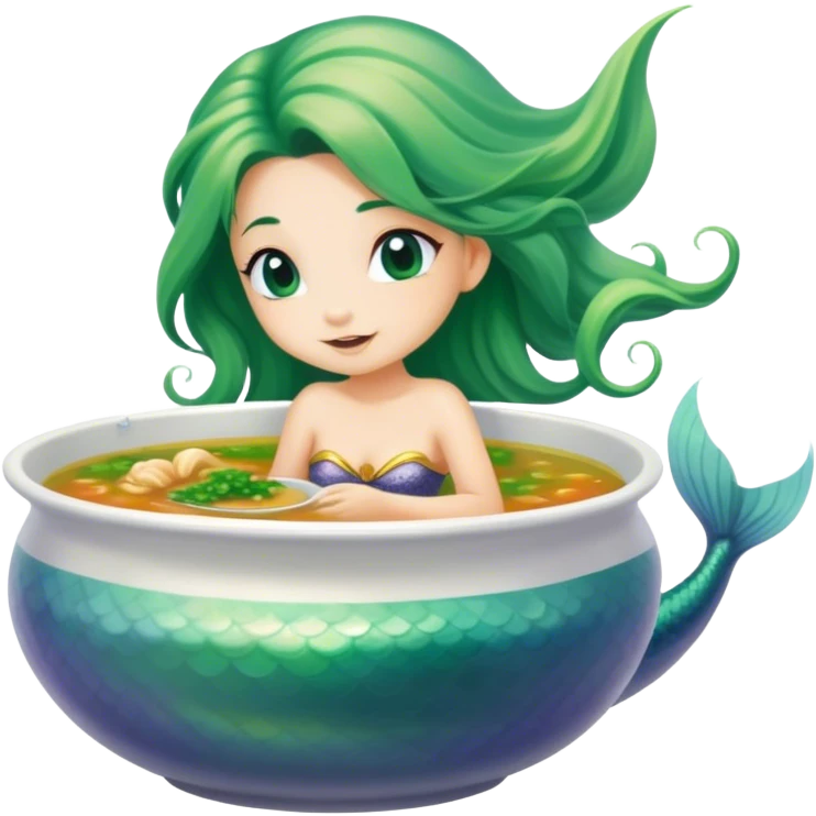 Mermaid in a soup bowl emoji