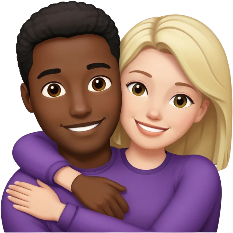 Cuddle black man white woman emoji