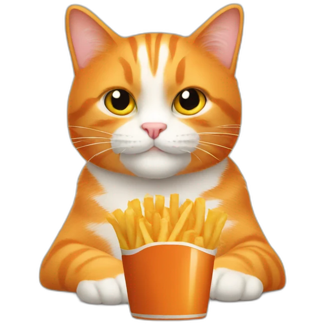 Orange Cat holding fries and beer emoji