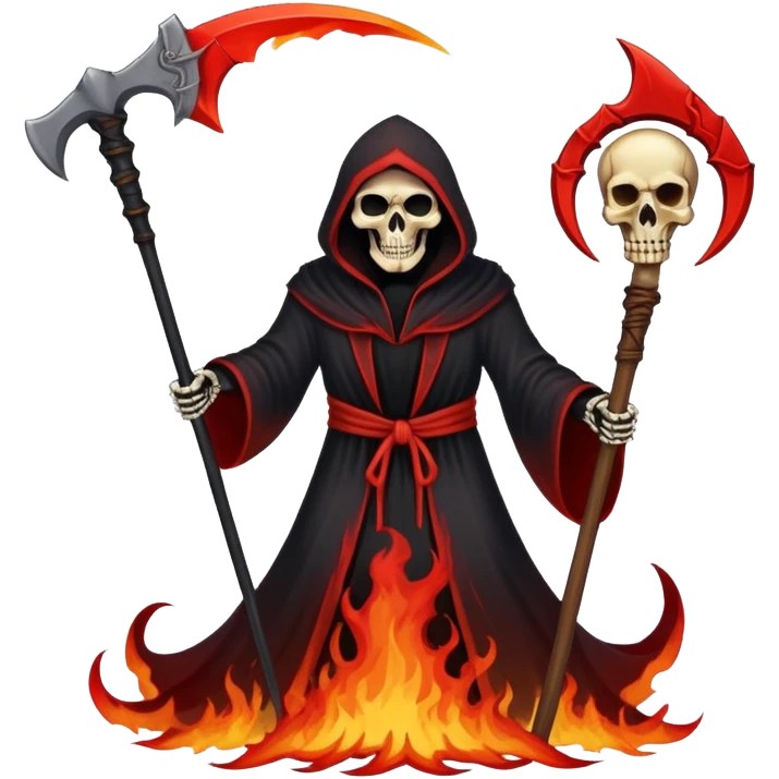red grim reaper englufed in flames , text saying steam rip at the center bottom emoji