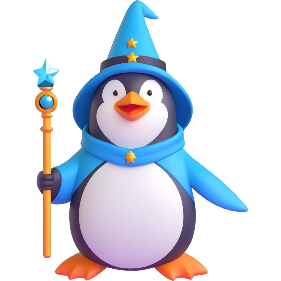 A penguin wizard emoji