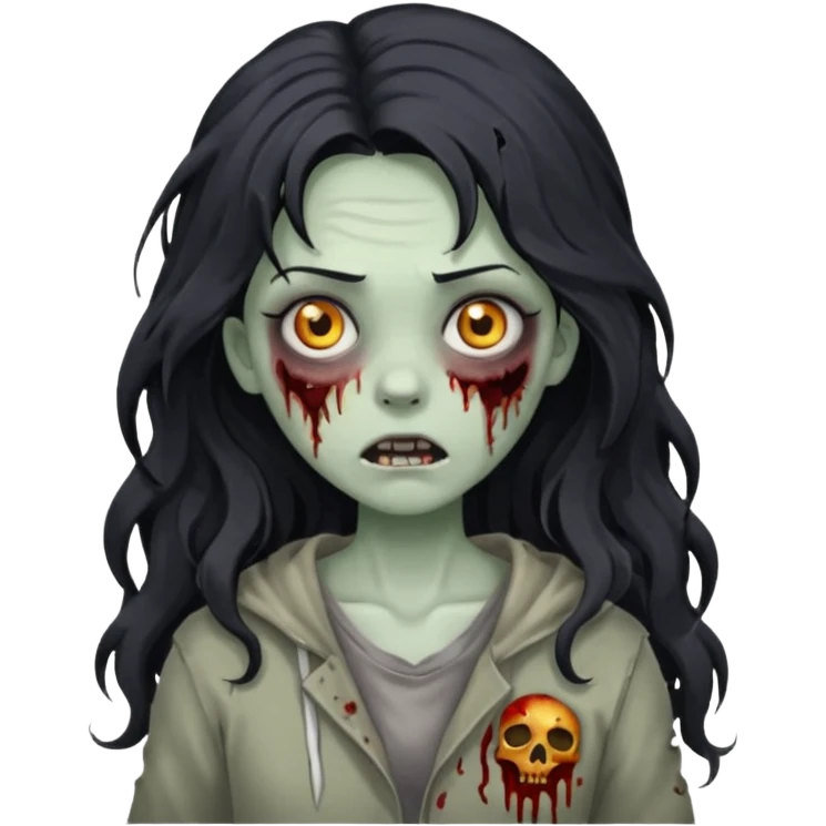 garota zumbi com cabelo preto ondulado longo  emoji