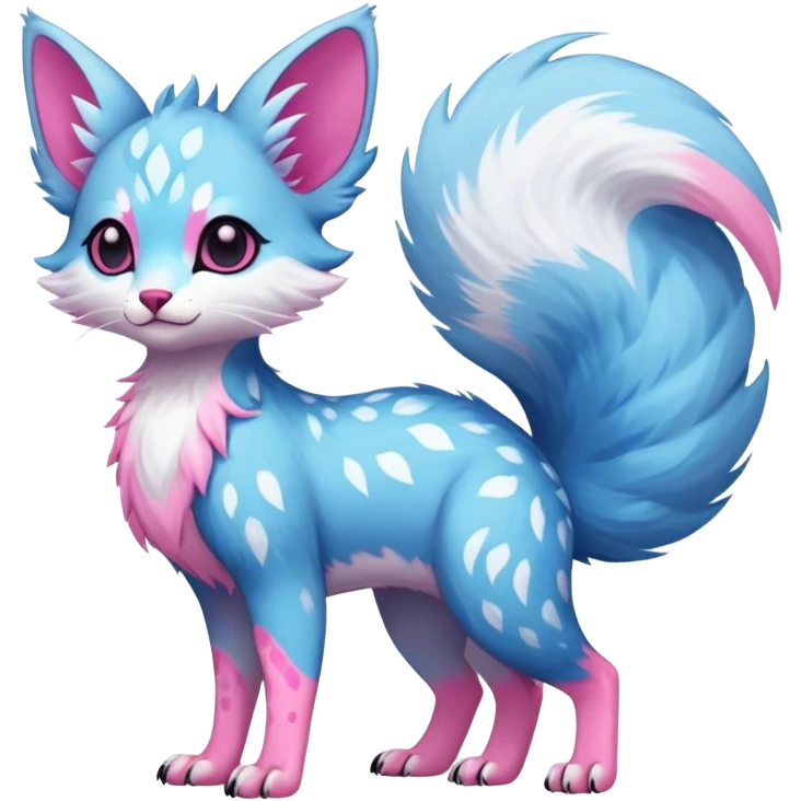 Epic Feral Rare Fantasy shiny pastel Vernid-Trico-species by LiLaiRa, random markings, tufted tail, tufted ears, full body emoji