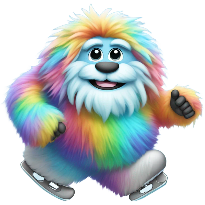 fat rainbow girl yeti ice skating  emoji