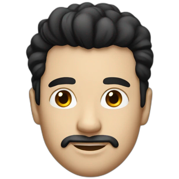 man with black hair and white tuft emoji