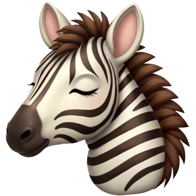 Meme-Worthy Cute Sleeping Zebra Portrait Emoji, Head resting peacefully with a contented smile, showcasing a lean, graceful build and a luxuriously soft striped Fur, eyes shut in a serene, restful nap, Simplified yet hilariously adorable features, highly detailed, glowing with a soft, drowsy light, high shine, relaxed and utterly lovable, stylized with an air of playful laziness, bright and heartwarming, soft glowing outline, capturing the essence of a comically sleepy zebra, so meme-worthy it feels like it could instantly become the next viral sensation of adorable slumber! emoji
