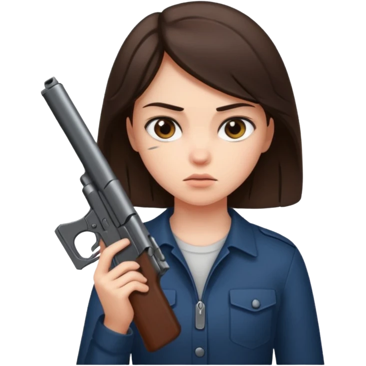 A pretty badass brunette girl who is about to kill herself witha gun emoji