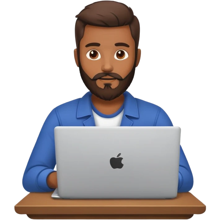 Brown skinned guy with beard with a laptop emoji