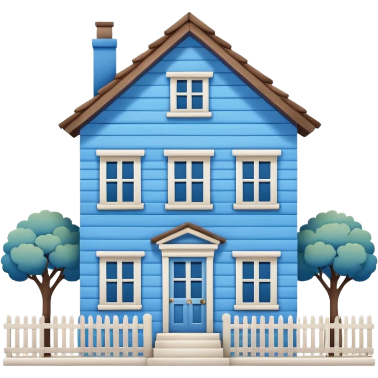 Blue house cute emoji