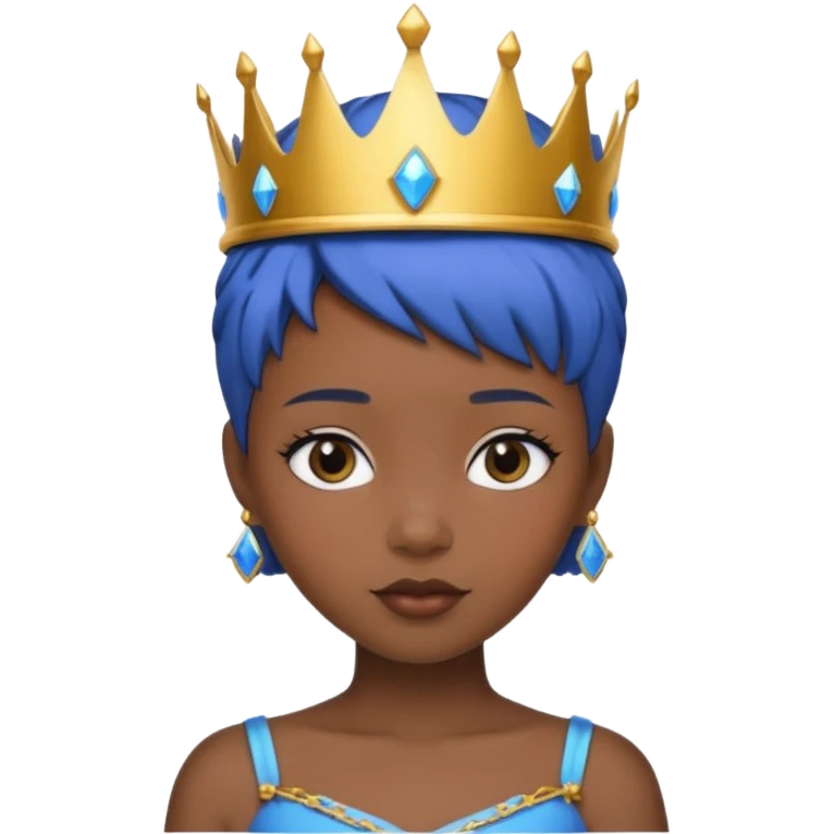black girl blue short hair princess  emoji