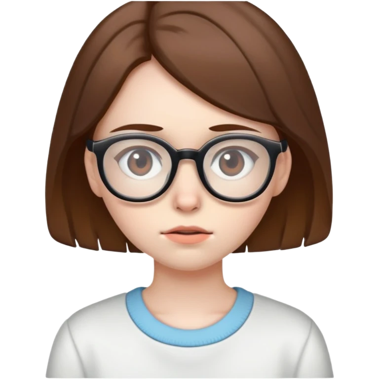 Sick girl with brown hair and glasses emoji