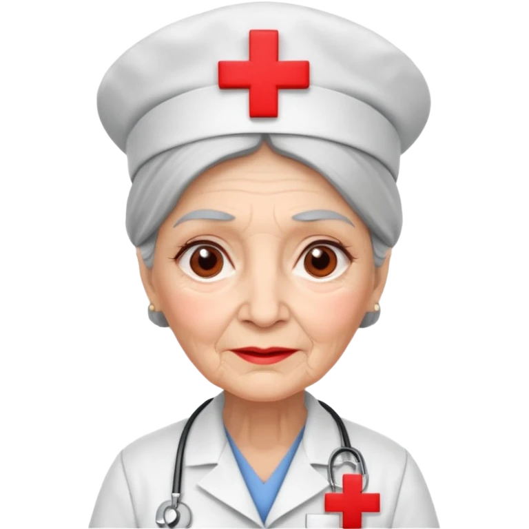 old woman nurse, red cross hat emoji