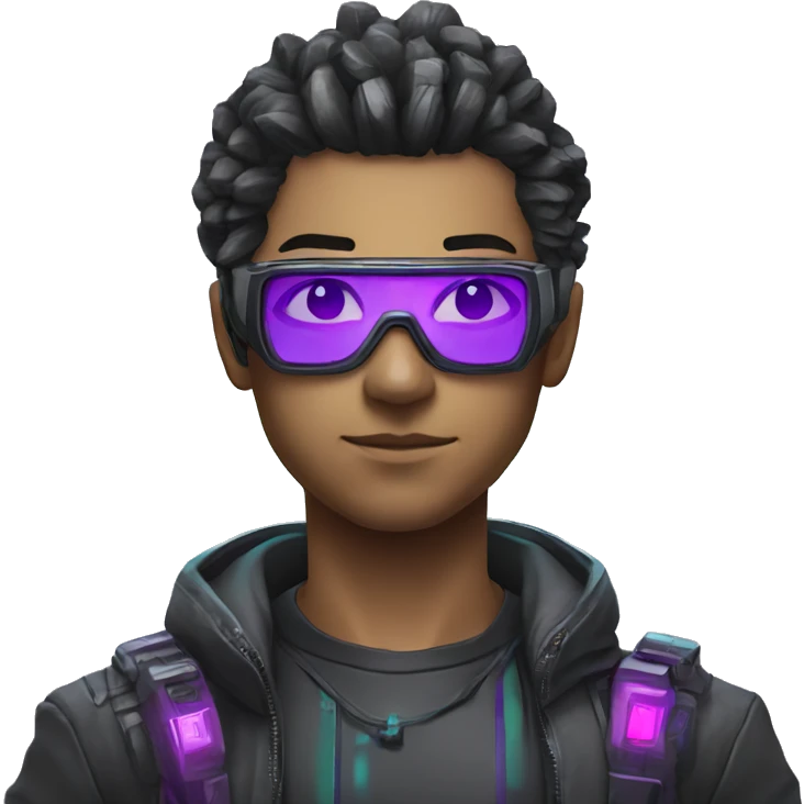 agent, laser eyes, cyberpunk, code, cyan and purple colors, only upper body portrait emoji