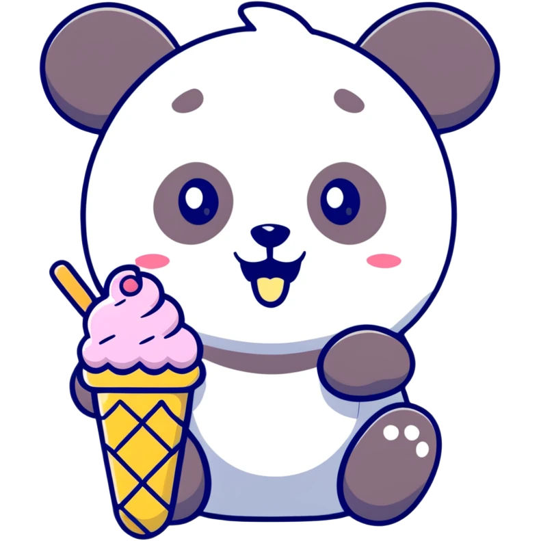 Panda eating ice cream emoji