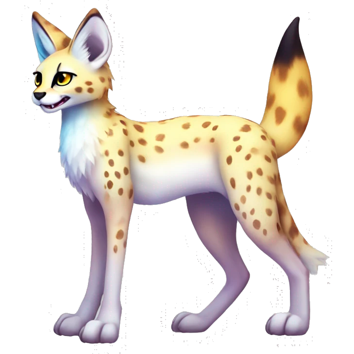 Cute Kawaii Epic Ethereal Sparkly Colorful Sergal-Serval-Vernid full body emoji