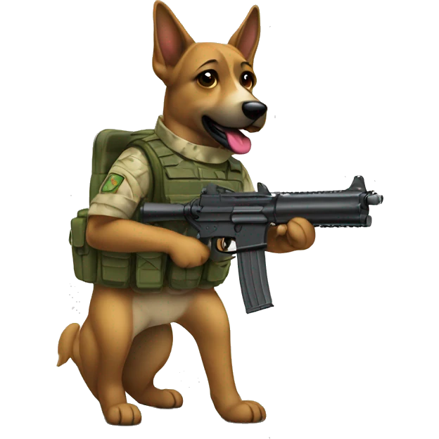 army dog with gun emoji