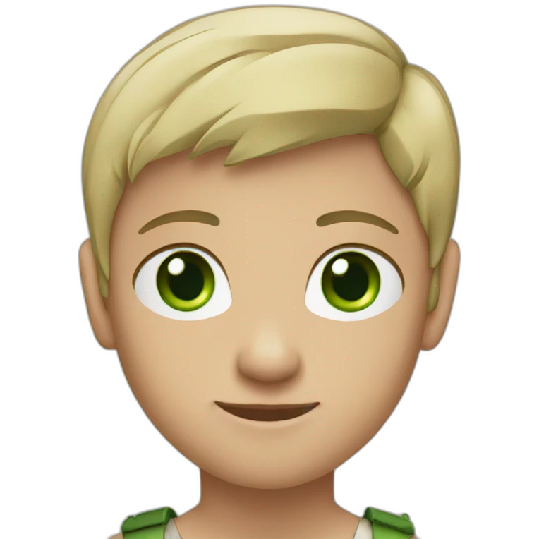 Young archery with green eyes without hairn emoji