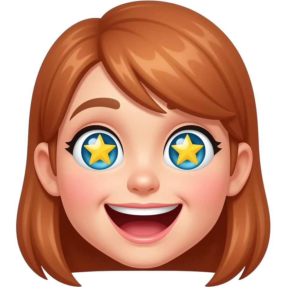 only head of girl excited with 2 eye star emoji