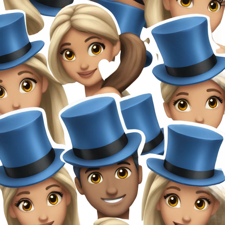 ariana grande with a blue tophat emoji